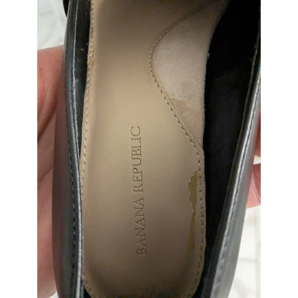 Banana Republic Black Leather Croc Embossed Pointed Toe Stiletto Heels Women 6.5